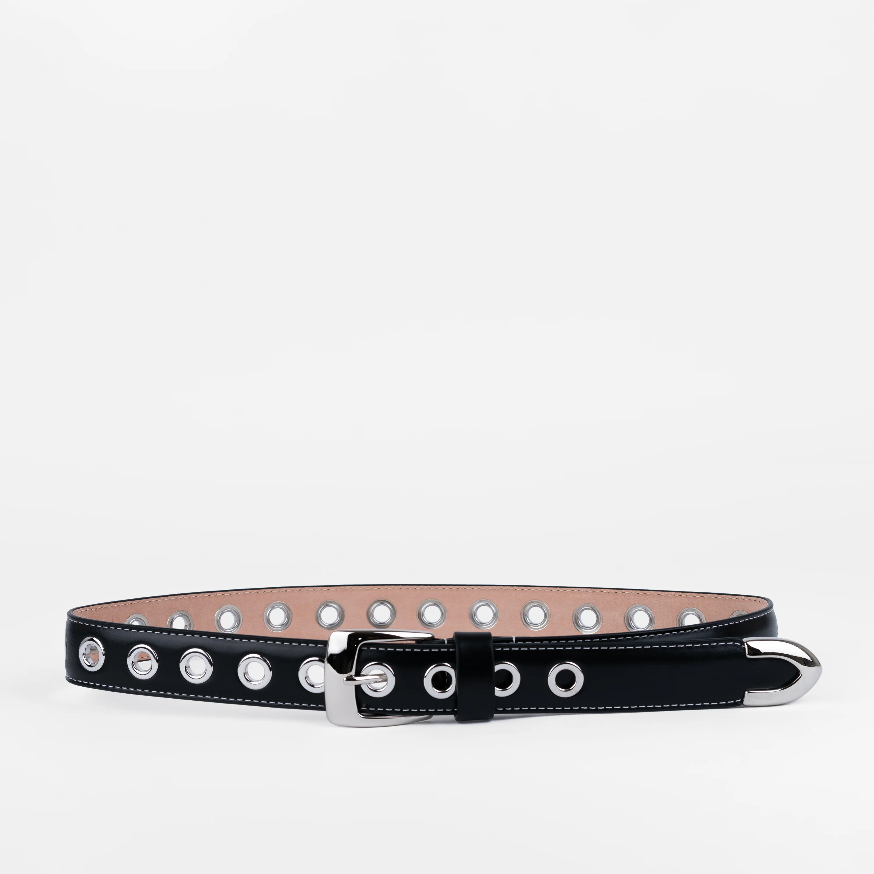 Image of Slim Eyelet Belt Black