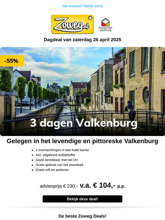 3 dagen Valkenburg v.a, 104,-