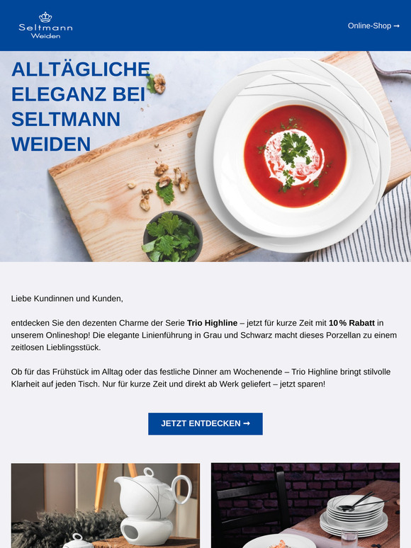 Stilvoll sparen: 10 % auf Trio Highline von Seltmann Weiden
