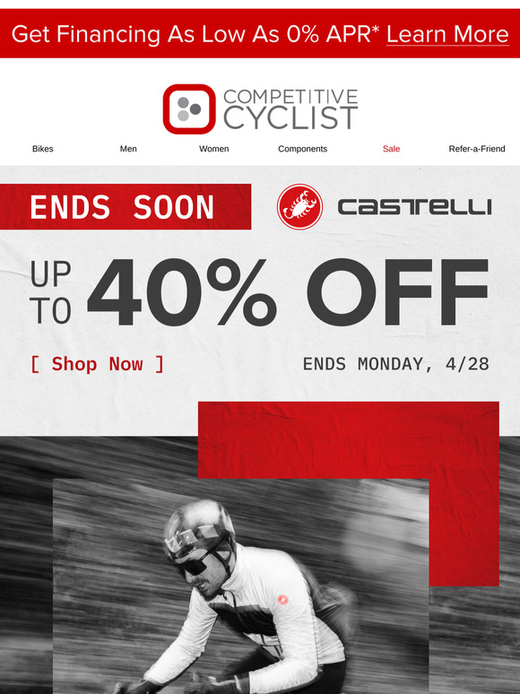 Going fast! Up to 40% off this season’s Castelli