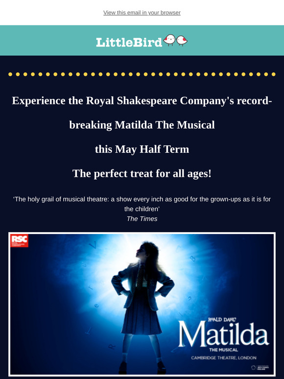 Matilda The Musical - Book now for the best May half-term prices