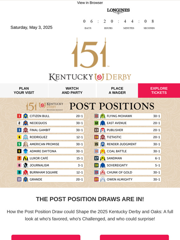 The Field is Set For Oaks & Derby 🏆 🏇 🌹