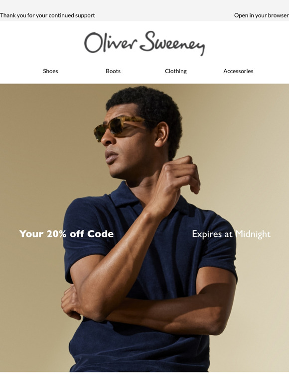 Your 20% off code expires at midnight!