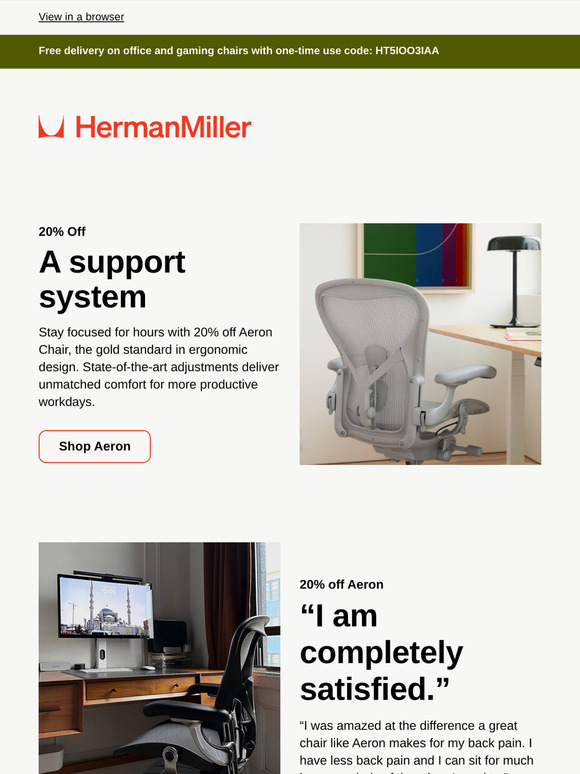 Aeron Chair: 20% off + free delivery
