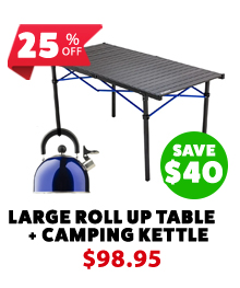 Large Aluminium Roll Up Camping Table + Camping Kettle