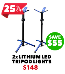 Portable Lithium LED Tripod Light x 2