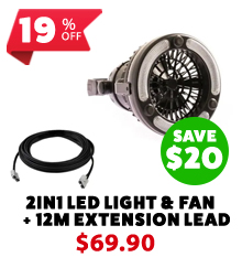 2in1 LED Light & Fan + 12m Extension Lead