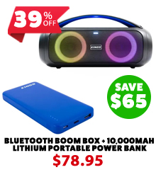 Bluetooth Boom Box + 10000mAh Lithium Portable Power Bank