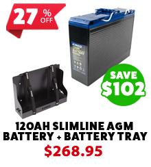12V 120Ah Slimline AGM Battery + Battery Tray To Suit Slim Battery
