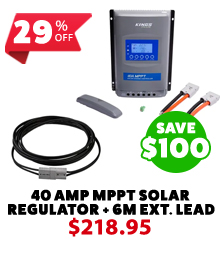 Plus Premium 40 AMP MPPT Solar Regulator + 6M Extension Lead