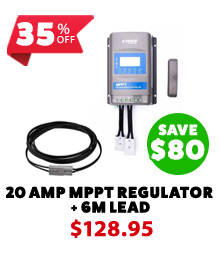 Premium 20A MPPT Solar Regulator + 6m Lead