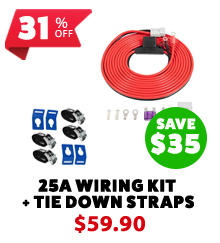 25A Wiring Kit + Fridge Tie Down Straps - (4 Pack)