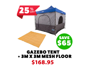 Gazebo Tent + Mesh Flooring 3m x 3m