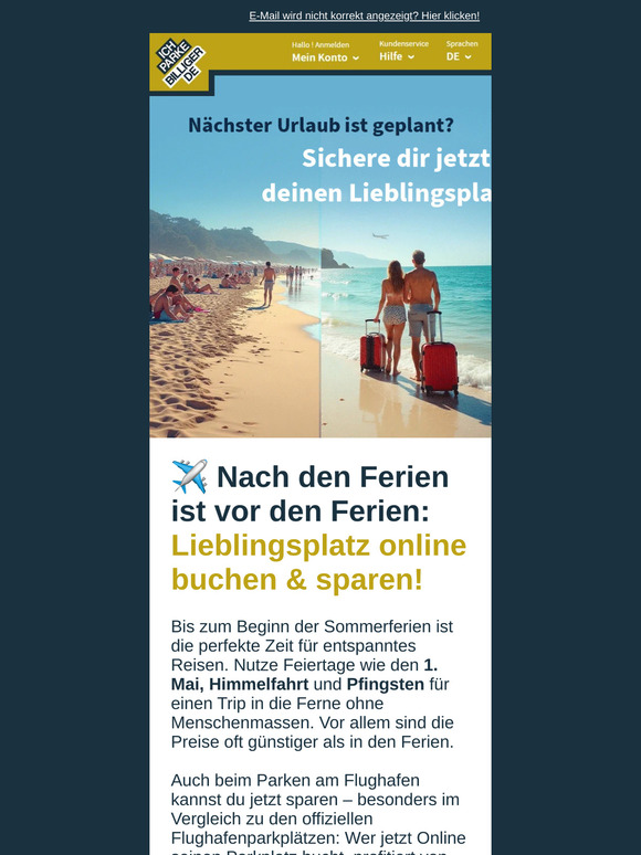 🌞 Urlaub geplant? Jetzt Lieblingsplatz buchen & ParkBack-Punkte kassieren!