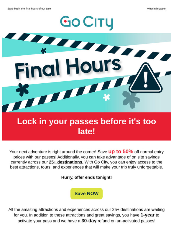 ⚠️ Save up to 50% more on attractions with one pass