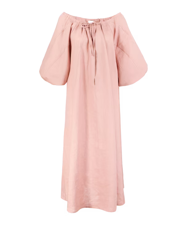 Midikleid 'Amar' aus Leinen Altrosa