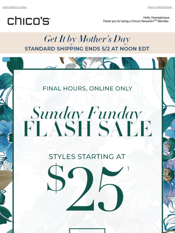 Hours Left: $25+ Styles