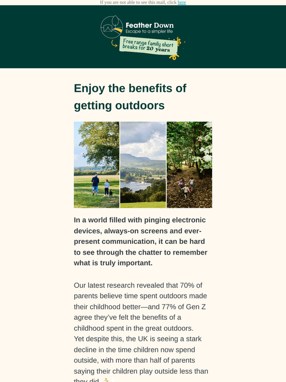 Enjoy the outdoors - unplug and recharge