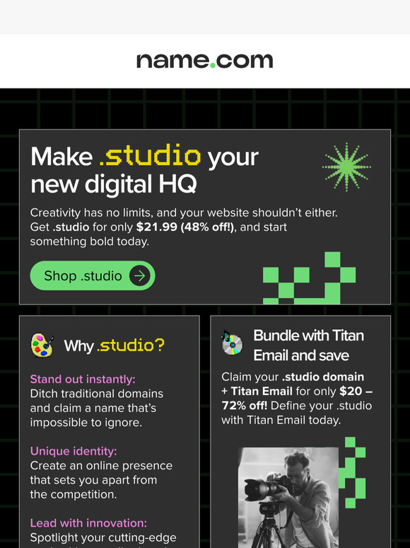 Save 48% on .studio!