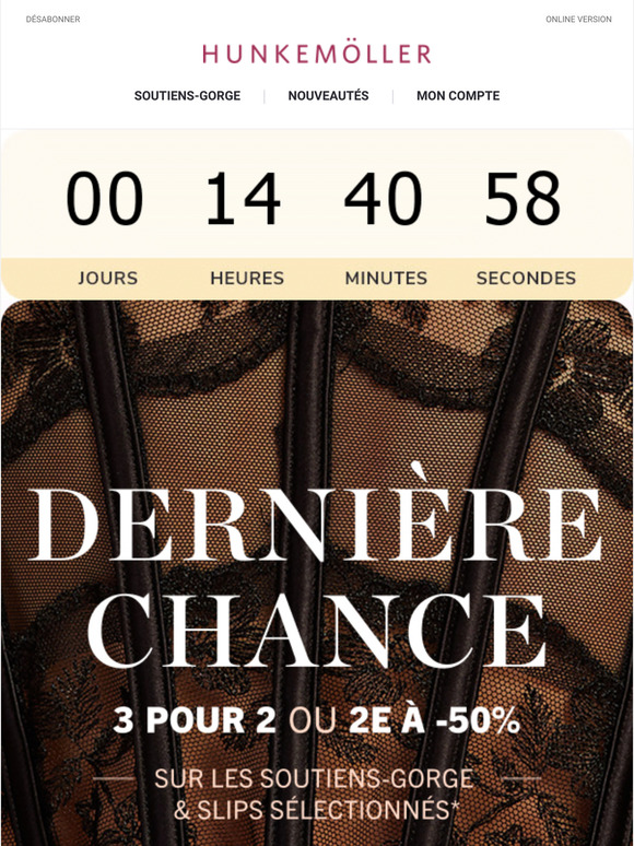 DERNIER JOUR 🔥 3 soutiens-gorge pour 2 ou 2e -50%*