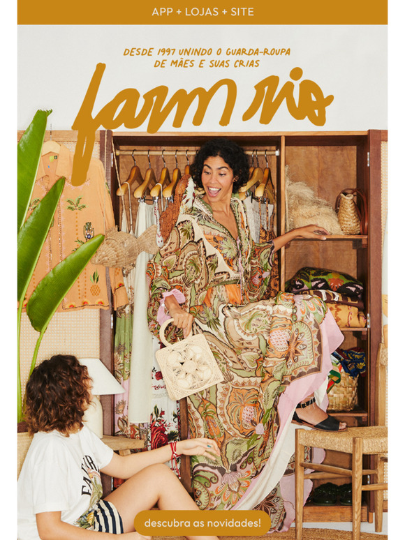 coração de mãe sempre cabe FARM RIO 💛