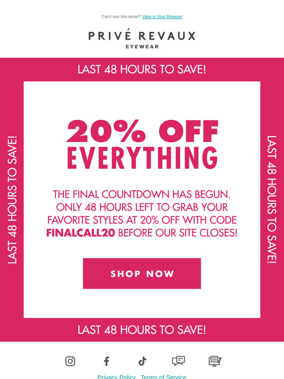 ⏳ 48 Hours Left—20% Off Everything!