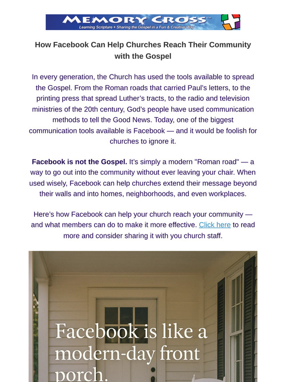 How Facebook can help your church reach the community.  Please pass onto your church staff
