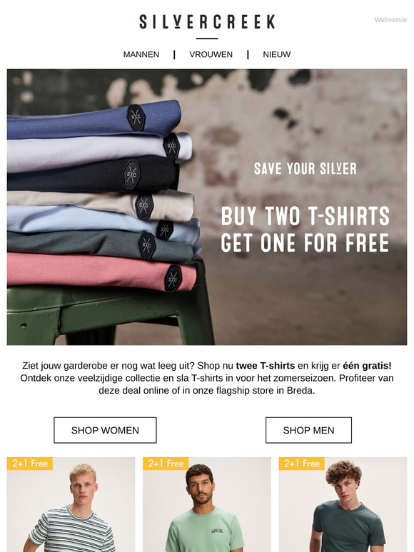 Buy two T-shirts, get one for free!
