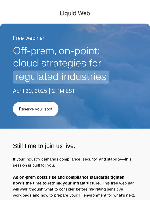Reminder: Your spot’s still open—Cloud strategies for regulated industries