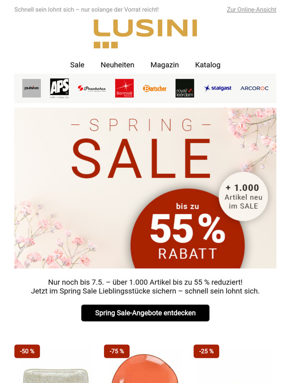 Nur noch kurze Zeit! Im Spring Sale bis zu 55% sparen!