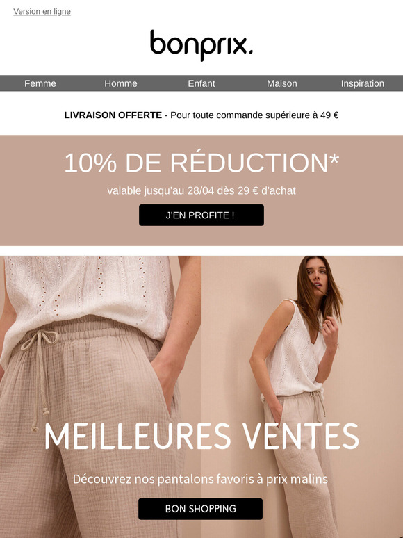 Nos meilleures ventes pantalons +10% de réduction ❤️