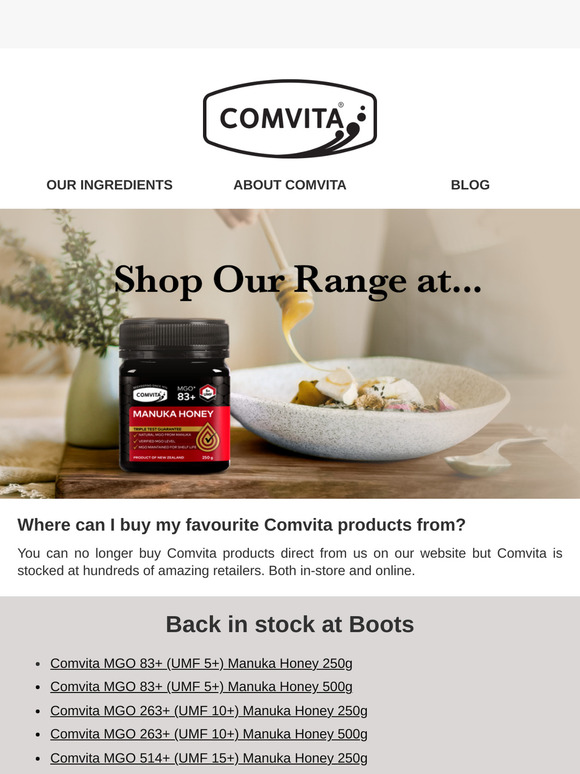 Back in stock at Boots! | Comvita Manuka Honey