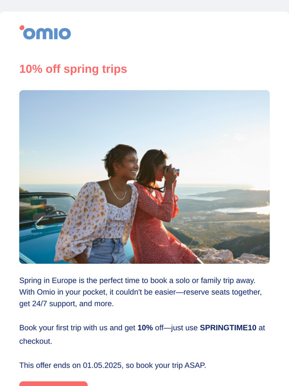 Get 10% of spring trips now