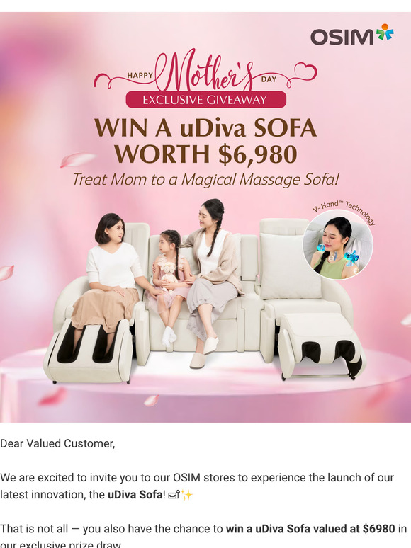 OSIM Australia: Experience the New uDiva Sofa and Win One Worth $6980! 🛋✨