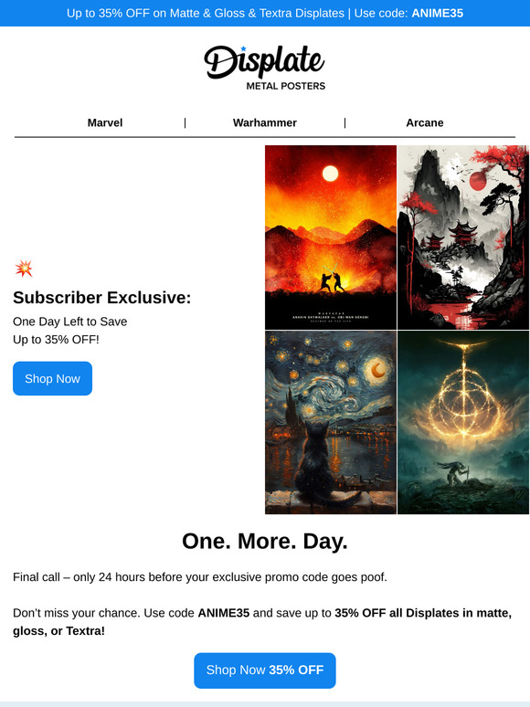 🚀  Today only: 5 Displates now $86 OFF!