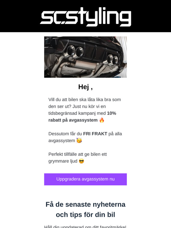 🚗 Fri frakt & rabatt på avgassystem