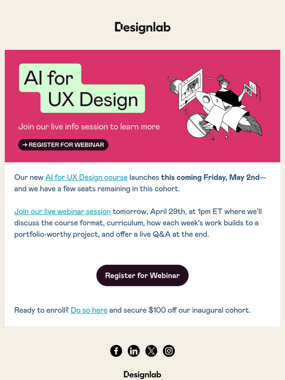  🚨 TOMORROW: Join our AI for UX Design course webinar