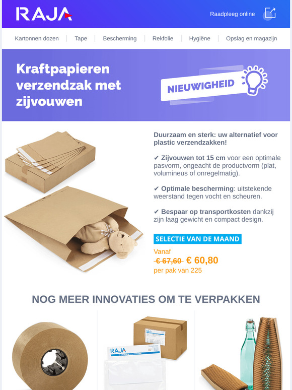 Ontdek onze nieuwe kraftpapieren verzendzak met zijvouwen