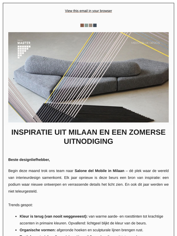 Ontdek de trends uit Milaan én onze nieuwe zondagopeningen bij Master Interior.