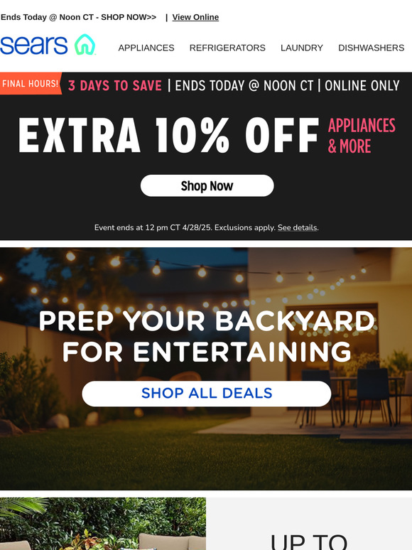 Last Chance To Save an Extra 10% off Appliances & More!