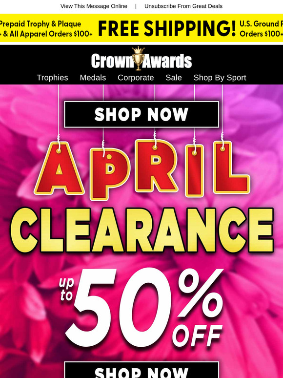 April Clearance – Up To 50% Off