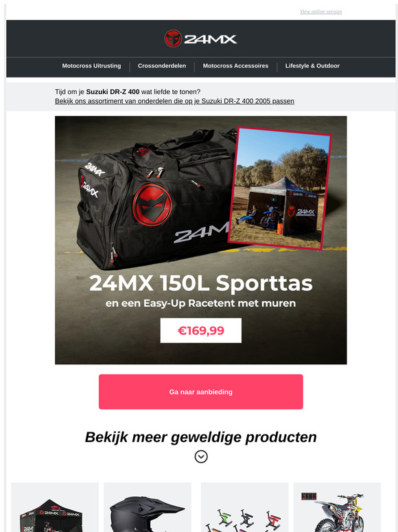 Koop een 24MX Gearbag 150L en tent in een bundel!