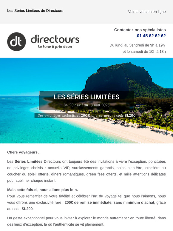 200€ offerts et privilèges d’exception