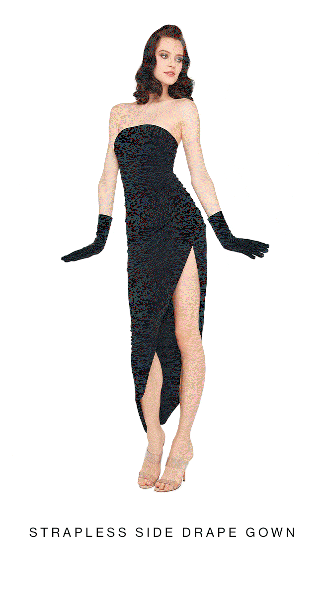 STRAPLESS SIDE DRAPE GOWN
