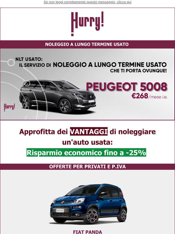 💲FINO al -25% sul NOLEGGIO DI UN' AUTO USATA🚘: 5008, X1, Compass , e tante altre!