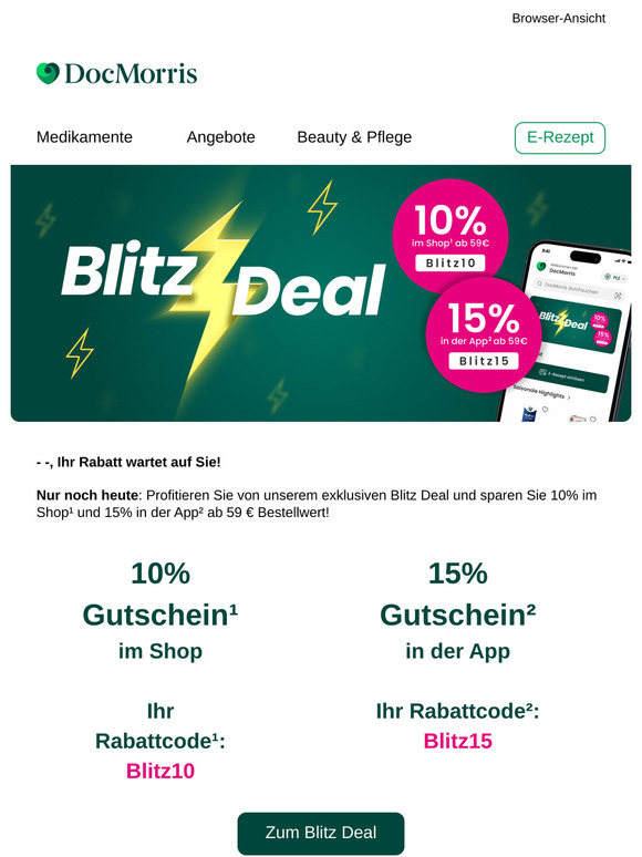 ⚡ -10%¹ oder -15%² Rabatt: Sie entscheiden!