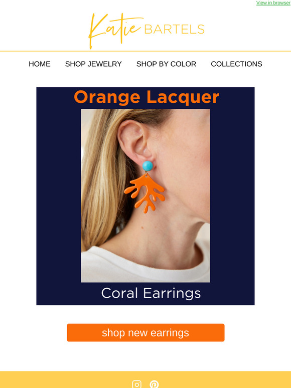 New Color Alert: Orange Lacquer Coral Earrings 🧡