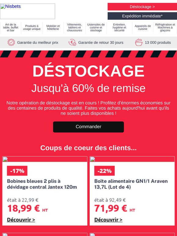 Économisez jusqu'à 60 % sur tous nos produits en déstockage !