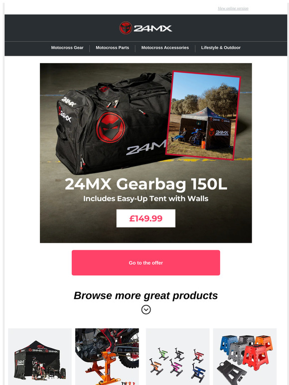 Buy 24MX Gearbag 150L - get a tent