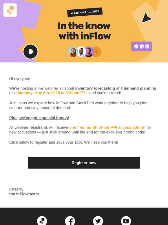 Webinar Sign Up (1 Week Reminder) |  inFlow x StockTrim: Reordering, Forecasting & Demand Planning